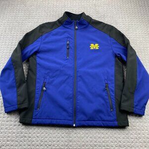 Michigan Wolverines Jacket Full Zip Men L Blue Parka Official Collegiate Merch